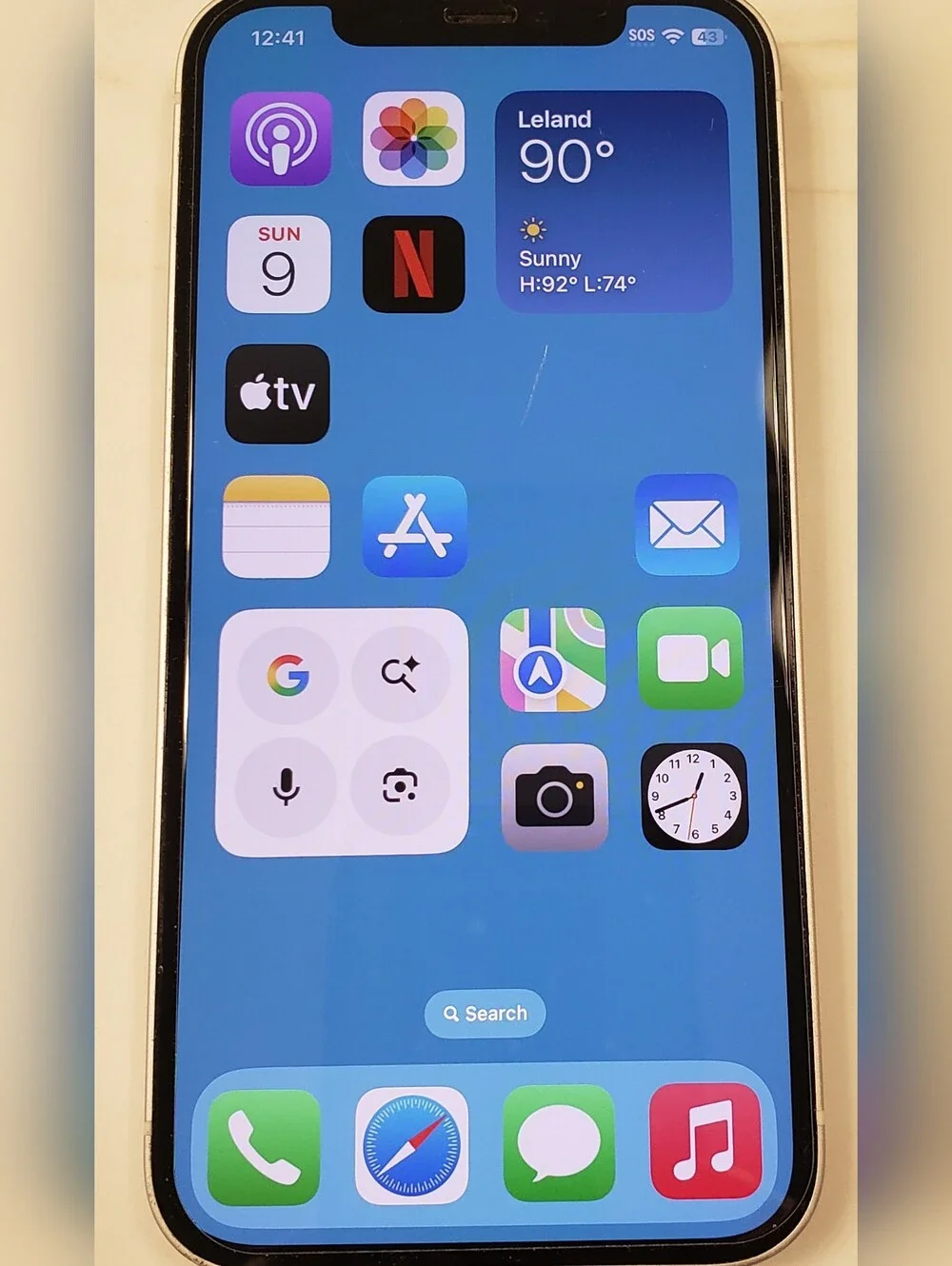 Apple White iPhone 128 GB with Siver Apple Logo ( Very Good Condition )